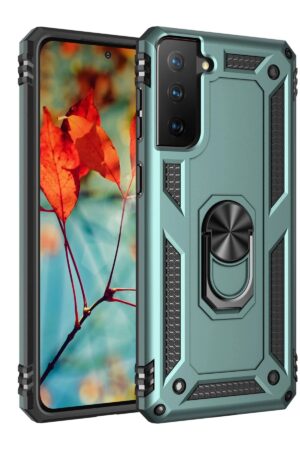 Samsung Galaxy S21 Kılıf Sofya Yüzüklü Silikon Kapak - Yeşil-(5796)