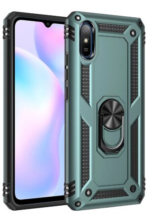 Xiaomi Redmi 9A Kılıf Sofya Yüzüklü Silikon Kapak - Yeşil-(5796)