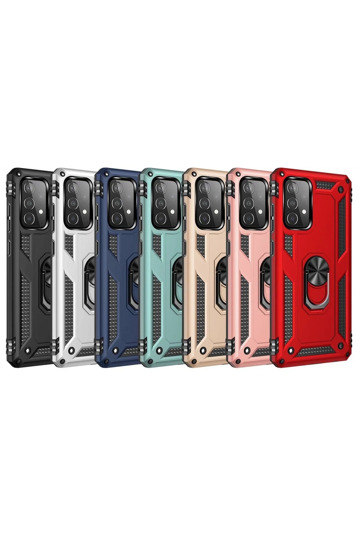 Samsung Galaxy A52 Kılıf Sofya Yüzüklü Silikon Kapak - Kırmızı-(5796) - Görsel 4