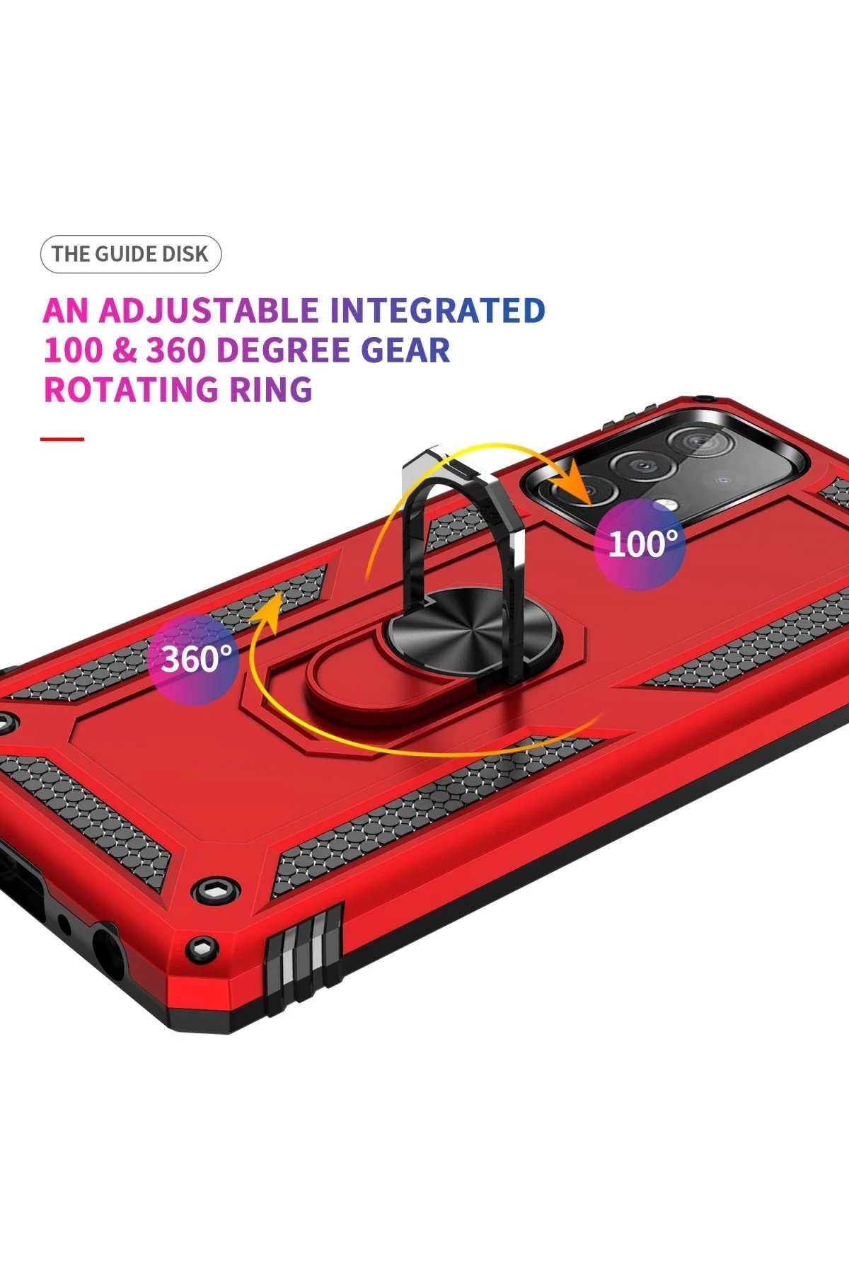 Samsung Galaxy A52 Kılıf Sofya Yüzüklü Silikon Kapak - Kırmızı-(5796) - Görsel 5