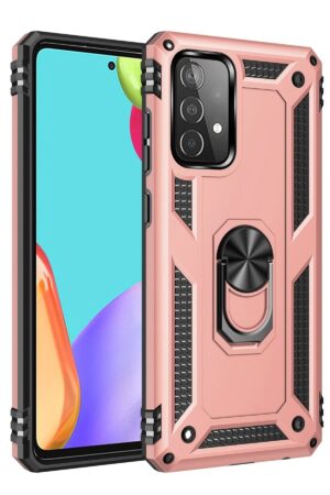 Samsung Galaxy A52 Kılıf Sofya Yüzüklü Silikon Kapak - Rose-(5796)