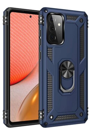 Samsung Galaxy A72 Kılıf Sofya Yüzüklü Silikon Kapak - Lacivert-(5796)