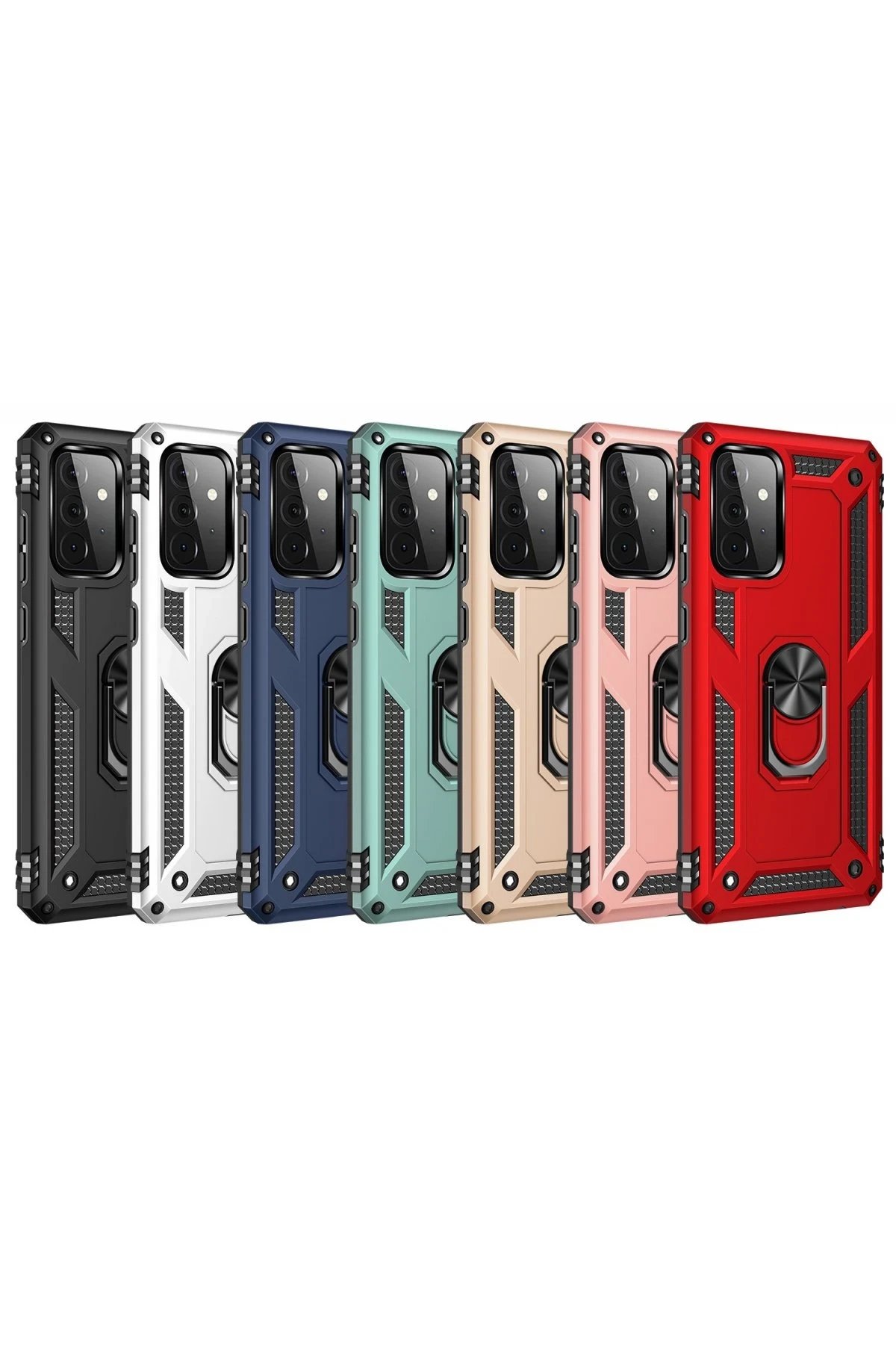 Samsung Galaxy A72 Kılıf Sofya Yüzüklü Silikon Kapak - Lacivert-(5796) - Görsel 4