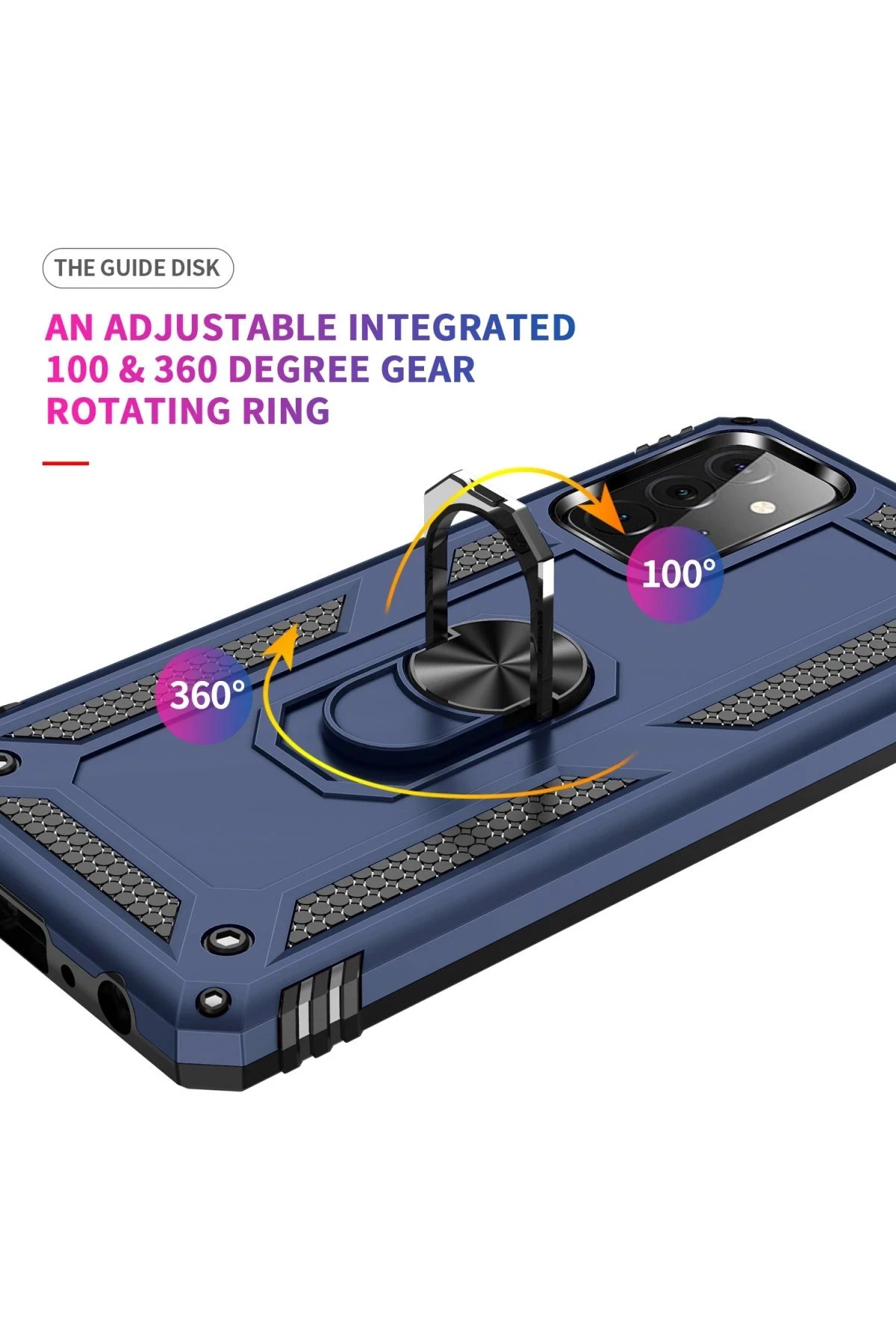 Samsung Galaxy A72 Kılıf Sofya Yüzüklü Silikon Kapak - Lacivert-(5796) - Görsel 5