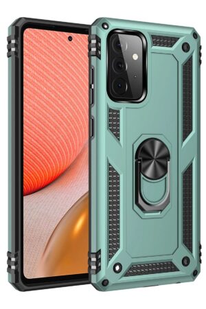 Samsung Galaxy A72 Kılıf Sofya Yüzüklü Silikon Kapak - Yeşil-(5796)