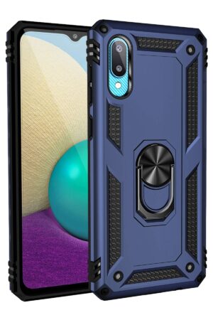 Samsung Galaxy A02 Kılıf Sofya Yüzüklü Silikon Kapak - Lacivert-(5796)