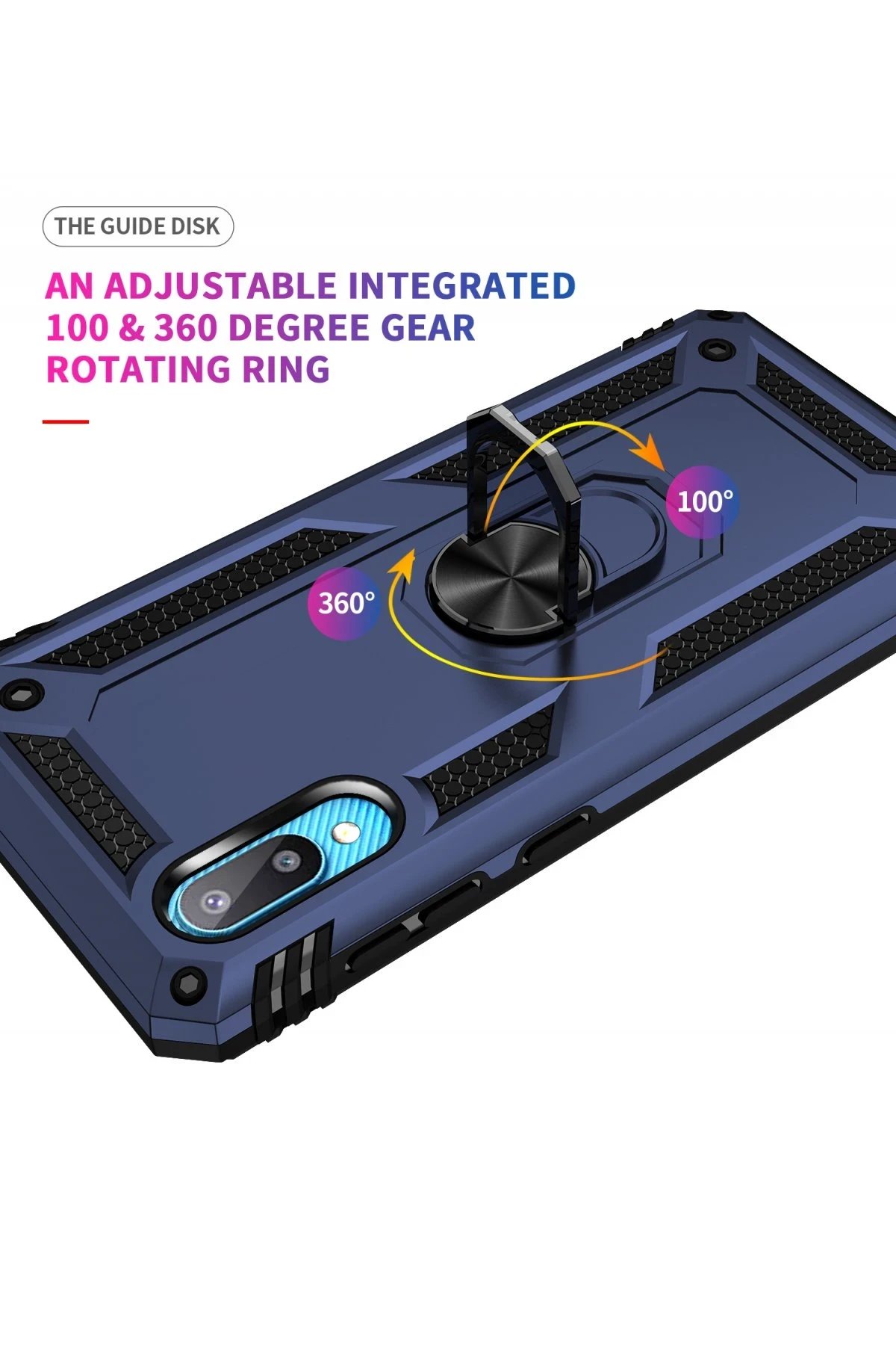 Samsung Galaxy A02 Kılıf Sofya Yüzüklü Silikon Kapak - Lacivert-(5796) - Görsel 5