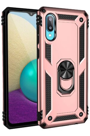 Samsung Galaxy A02 Kılıf Sofya Yüzüklü Silikon Kapak - Rose-(5796)