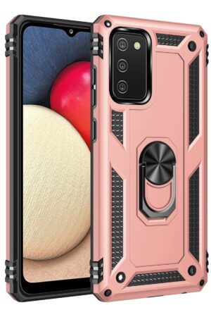 Samsung Galaxy A02S Kılıf Sofya Yüzüklü Silikon Kapak - Rose-(5796)