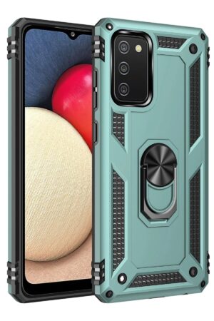 Samsung Galaxy A02S Kılıf Sofya Yüzüklü Silikon Kapak - Yeşil-(5796)