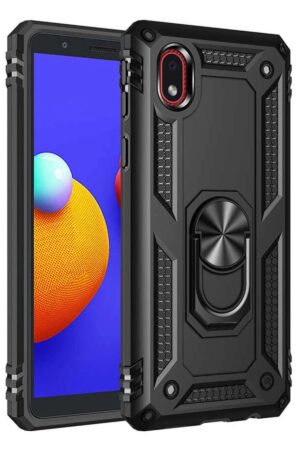 Samsung Galaxy A01 Core Kılıf Sofya Yüzüklü Silikon Kapak - Siyah-(5796)