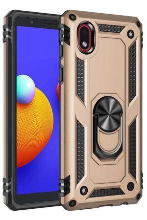 Samsung Galaxy A01 Core Kılıf Sofya Yüzüklü Silikon Kapak - Gold-(5796)