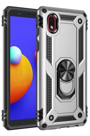 Samsung Galaxy A01 Core Kılıf Sofya Yüzüklü Silikon Kapak - Gümüş-(5796)