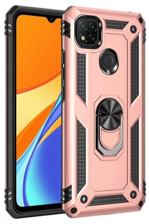 Xiaomi Redmi 9C Kılıf Sofya Yüzüklü Silikon Kapak - Rose-(5796)