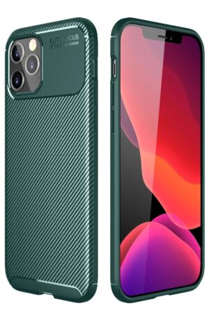 iPhone 11 Pro Max Kılıf Auto Focus Karbon Kapak - Yeşil-(5796)