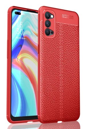 Oppo Reno 4 Kılıf Auto Focus Kapak - Kırmızı-(5796)