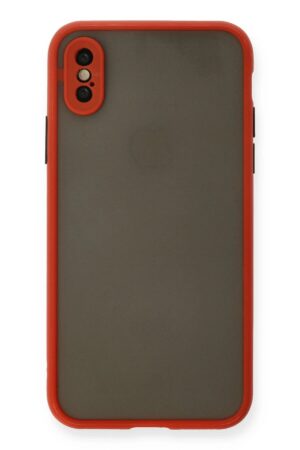 iPhone X Kılıf Montreal Silikon Kapak - Kırmızı-(5796)