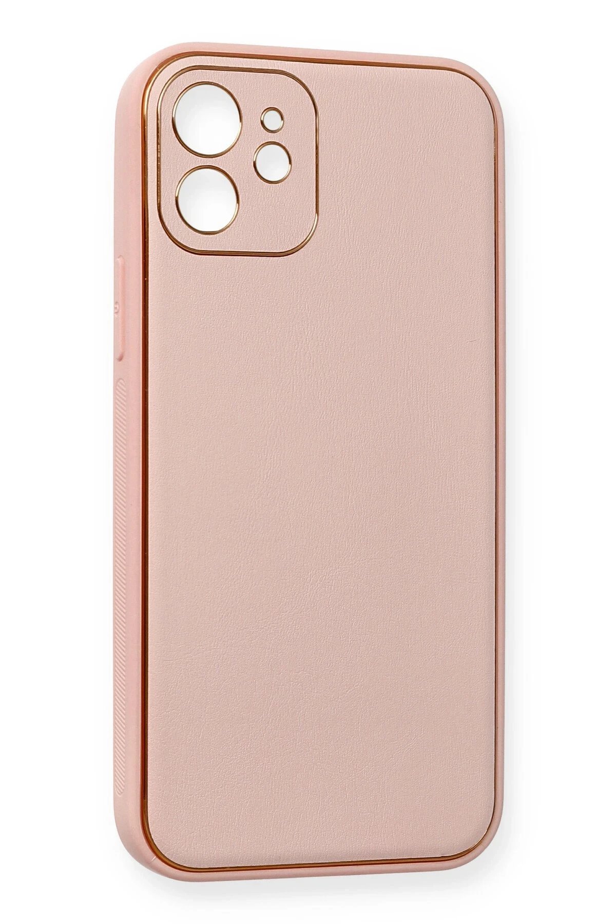 iPhone 12 Kılıf Coco Deri Silikon Kapak - Pembe-(5796) - Görsel 2