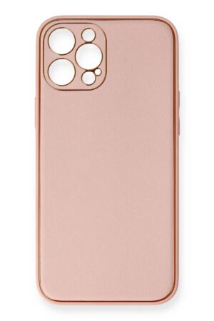 iPhone 12 Pro Max Kılıf Coco Deri Silikon Kapak - Pembe-(5796)