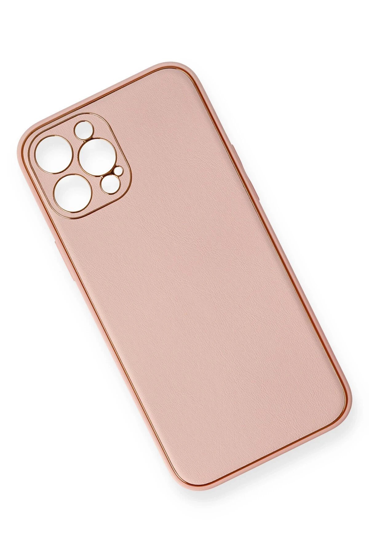 iPhone 12 Pro Max Kılıf Coco Deri Silikon Kapak - Pembe-(5796) - Görsel 3