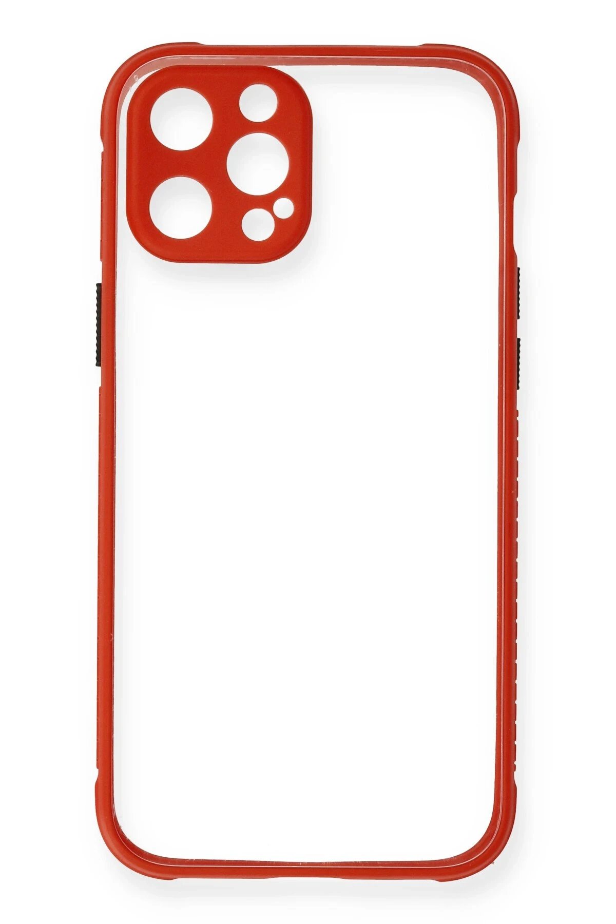 iPhone 12 Kılıf Miami Şeffaf Silikon - Kırmızı-(5796) - Görsel 2