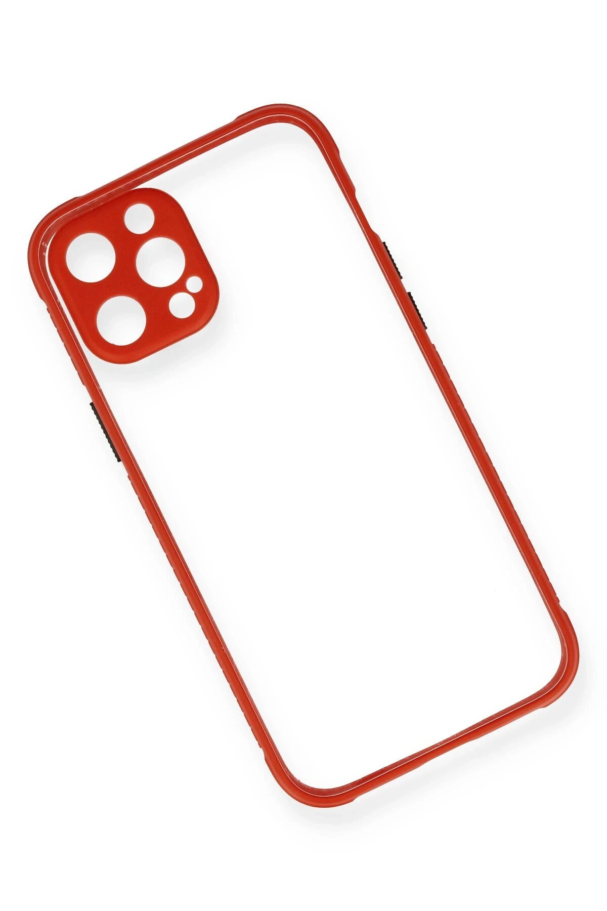 iPhone 12 Kılıf Miami Şeffaf Silikon - Kırmızı-(5796) - Görsel 3