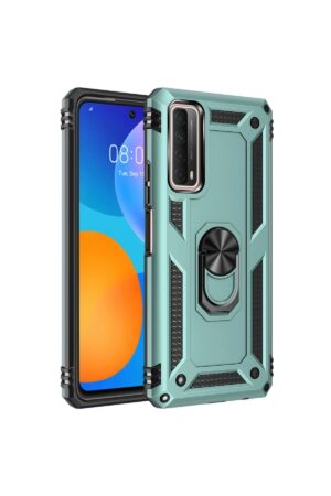 Huawei P Smart 2021 Kılıf Sofya Yüzüklü Silikon Kapak - Yeşil-(5796)