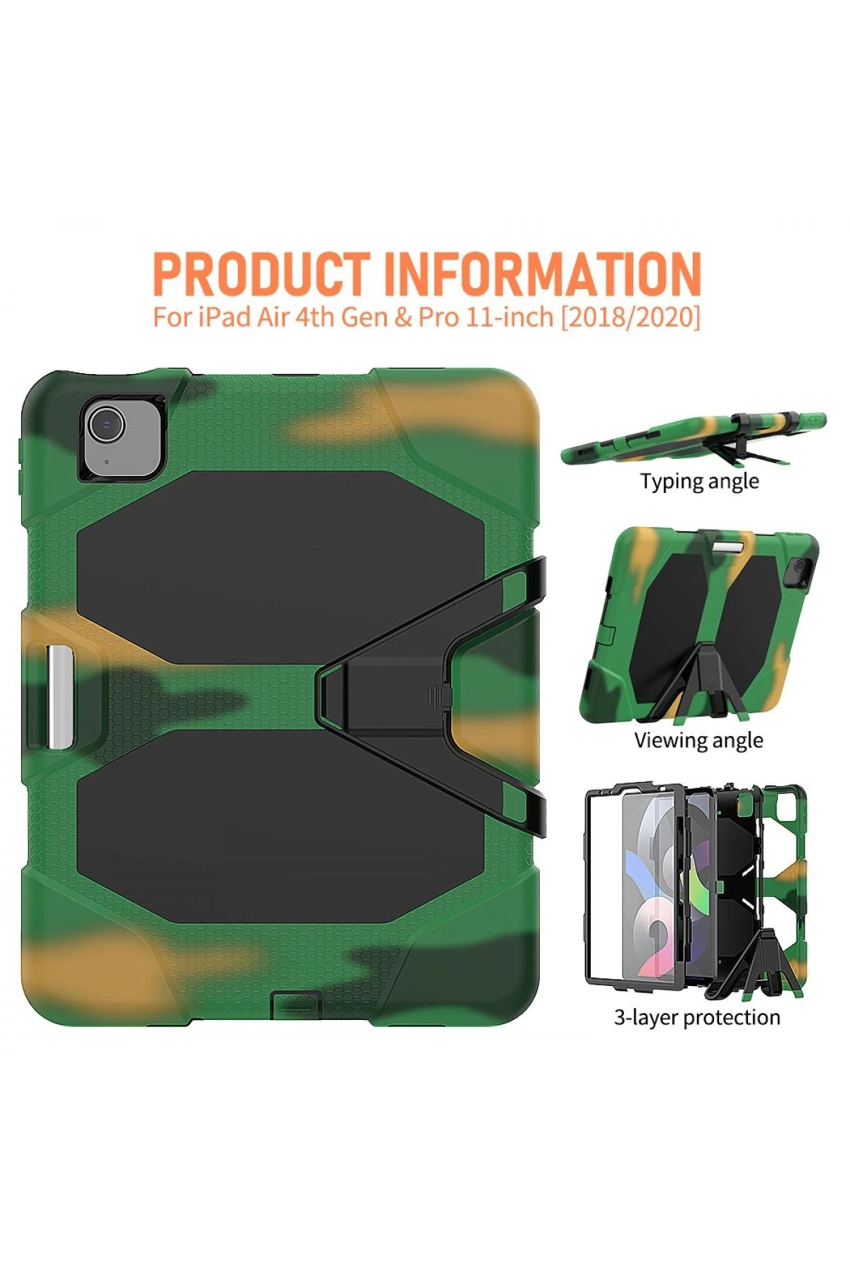 iPad Pro 11 (2020) Kılıf Griffin Tablet Kapak - Kamuflaj-(5796) - Görsel 4