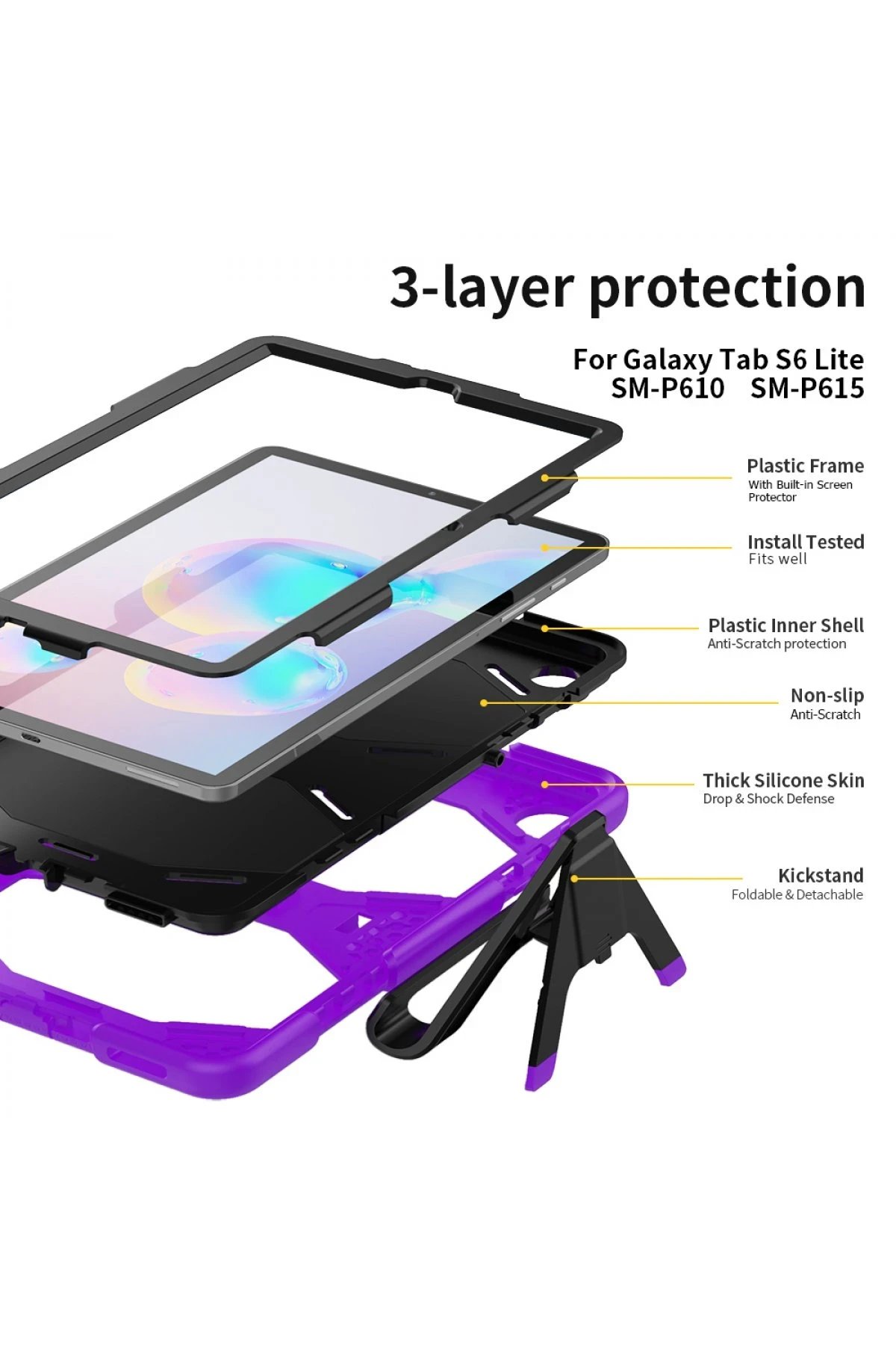 Samsung Galaxy Tab A7 10.4 Kılıf Griffin Tablet Kapak - Mor-(5796) - Görsel 5