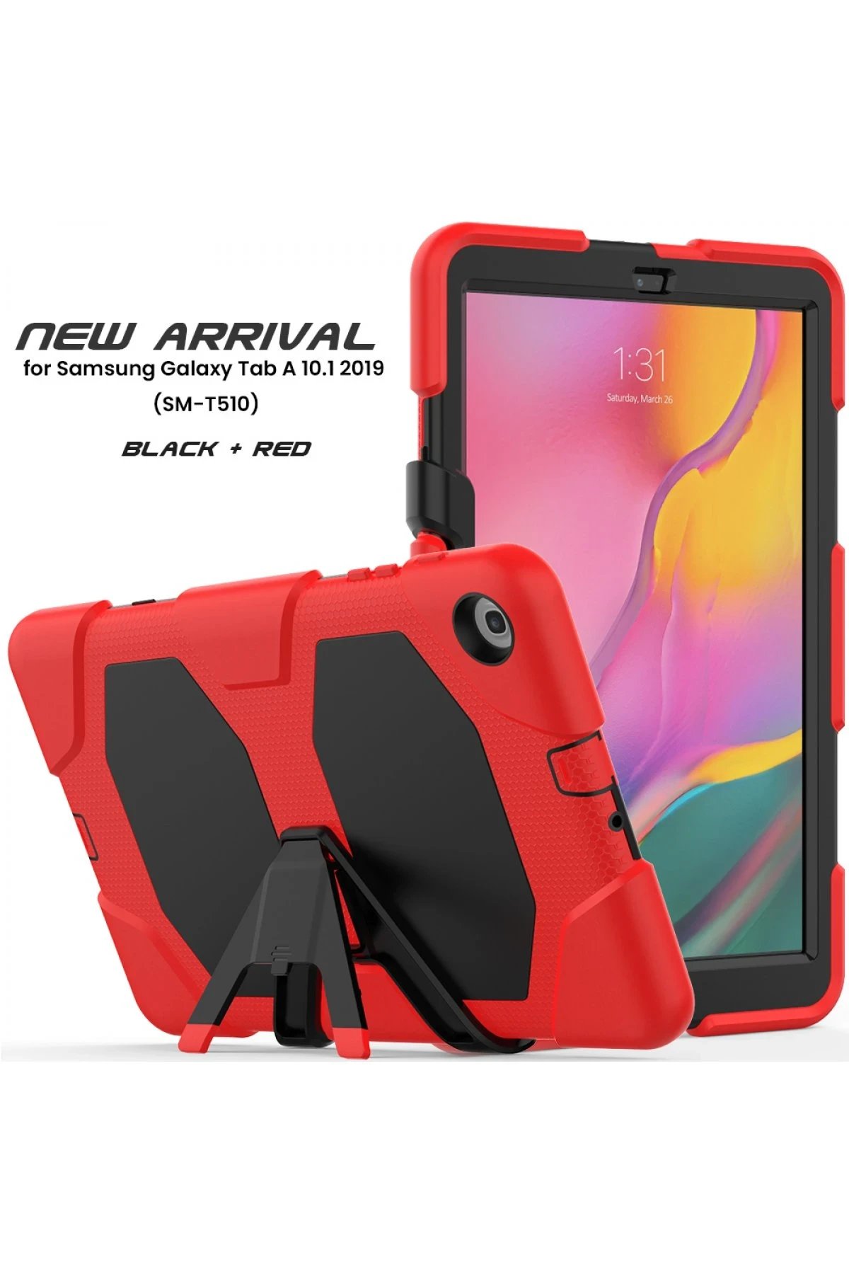 Samsung Galaxy T510 Tab A 10.1 Kılıf Griffin Tablet Kapak - Kırmızı-(5796) - Görsel 2