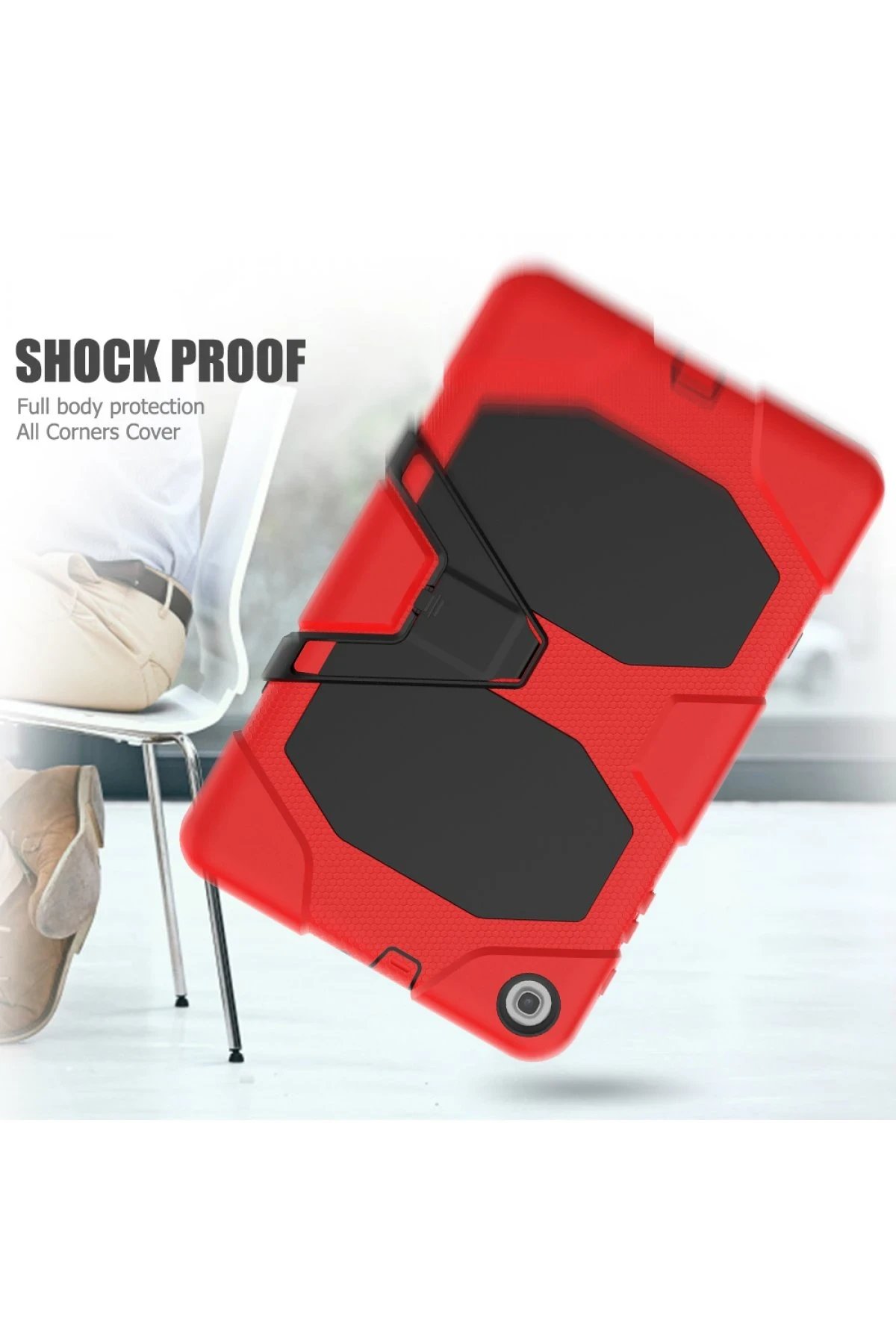 Samsung Galaxy T510 Tab A 10.1 Kılıf Griffin Tablet Kapak - Kırmızı-(5796) - Görsel 5