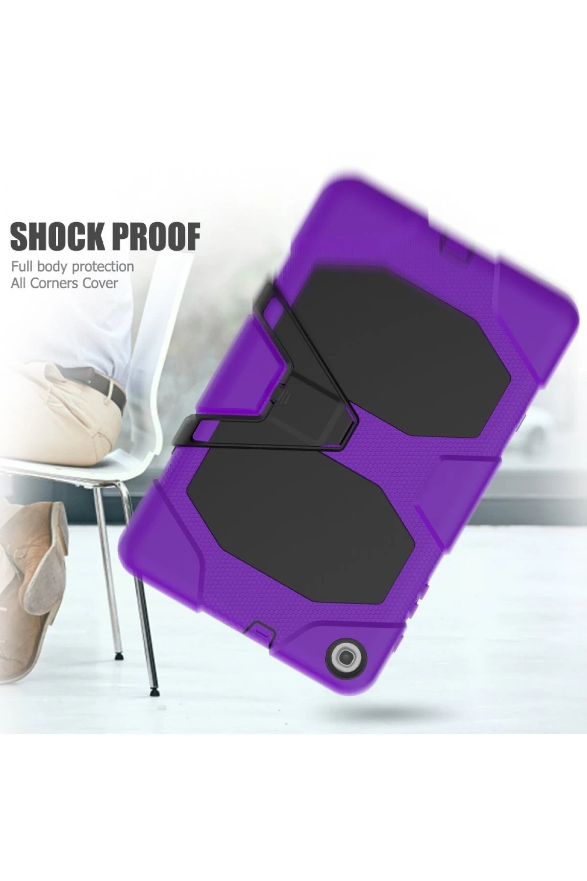 Samsung Galaxy T510 Tab A 10.1 Kılıf Griffin Tablet Kapak - Mor-(5796) - Görsel 5