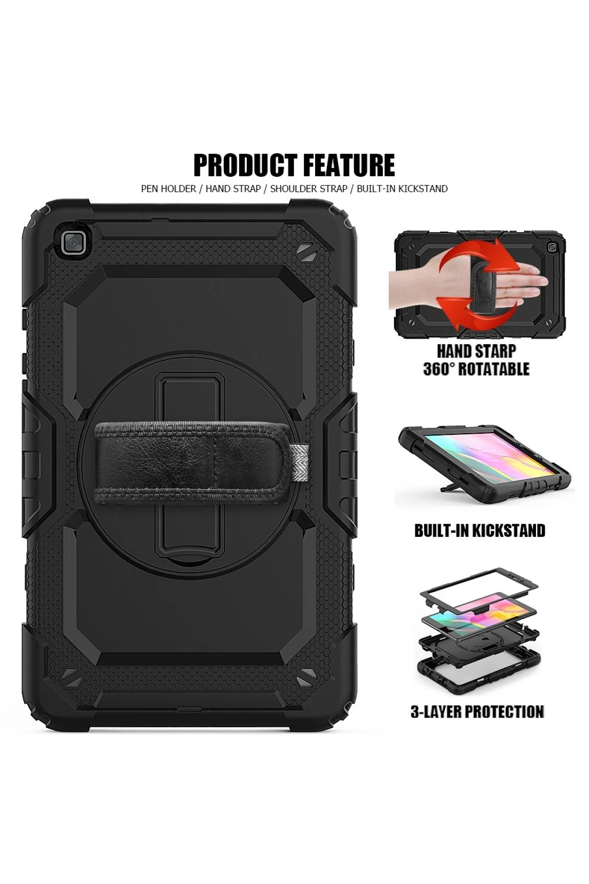 Samsung Galaxy T290 Tab A 8 Kılıf Pars Tablet Kapak - Siyah-(5796) - Görsel 3