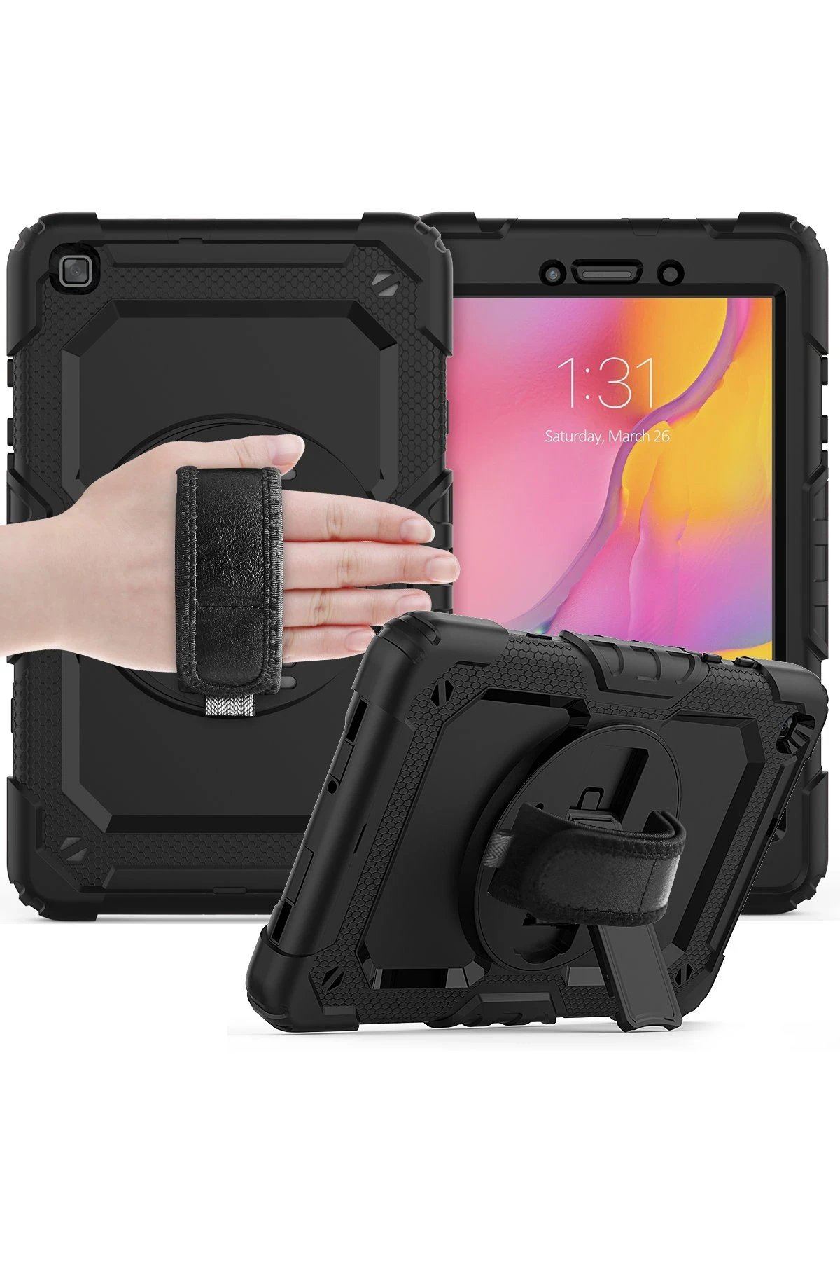 Samsung Galaxy T290 Tab A 8 Kılıf Pars Tablet Kapak - Siyah-(5796) - Görsel 5