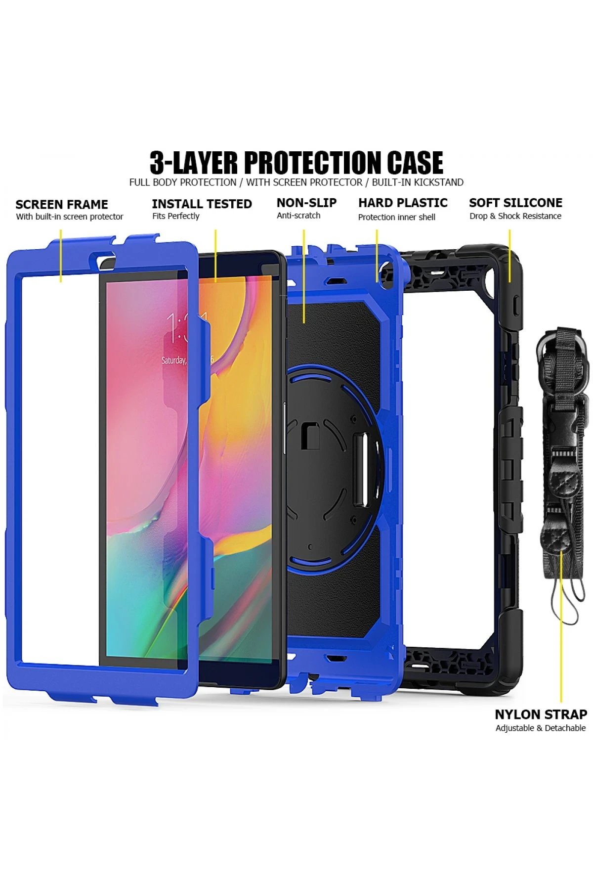 Samsung Galaxy T290 Tab A 8 Kılıf Pars Tablet Kapak - Mavi-(5796) - Görsel 4