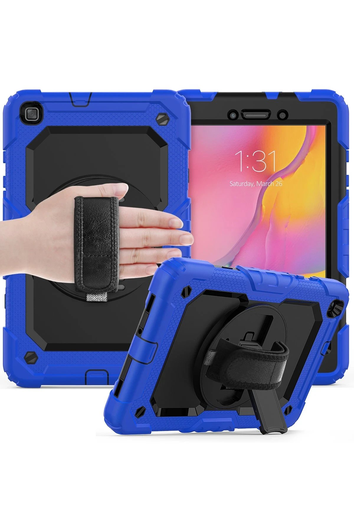 Samsung Galaxy T290 Tab A 8 Kılıf Pars Tablet Kapak - Mavi-(5796) - Görsel 5