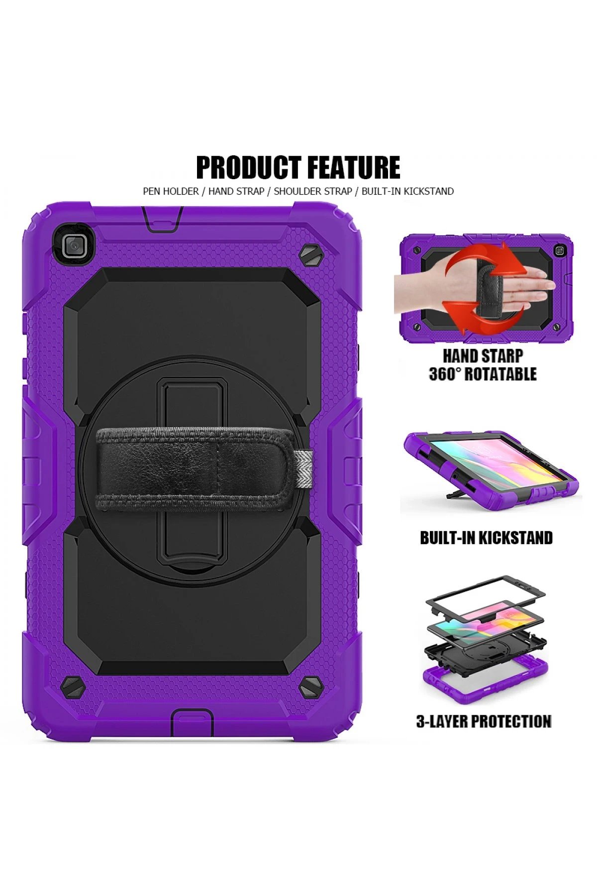 Samsung Galaxy T290 Tab A 8 Kılıf Pars Tablet Kapak - Mor-(5796) - Görsel 3