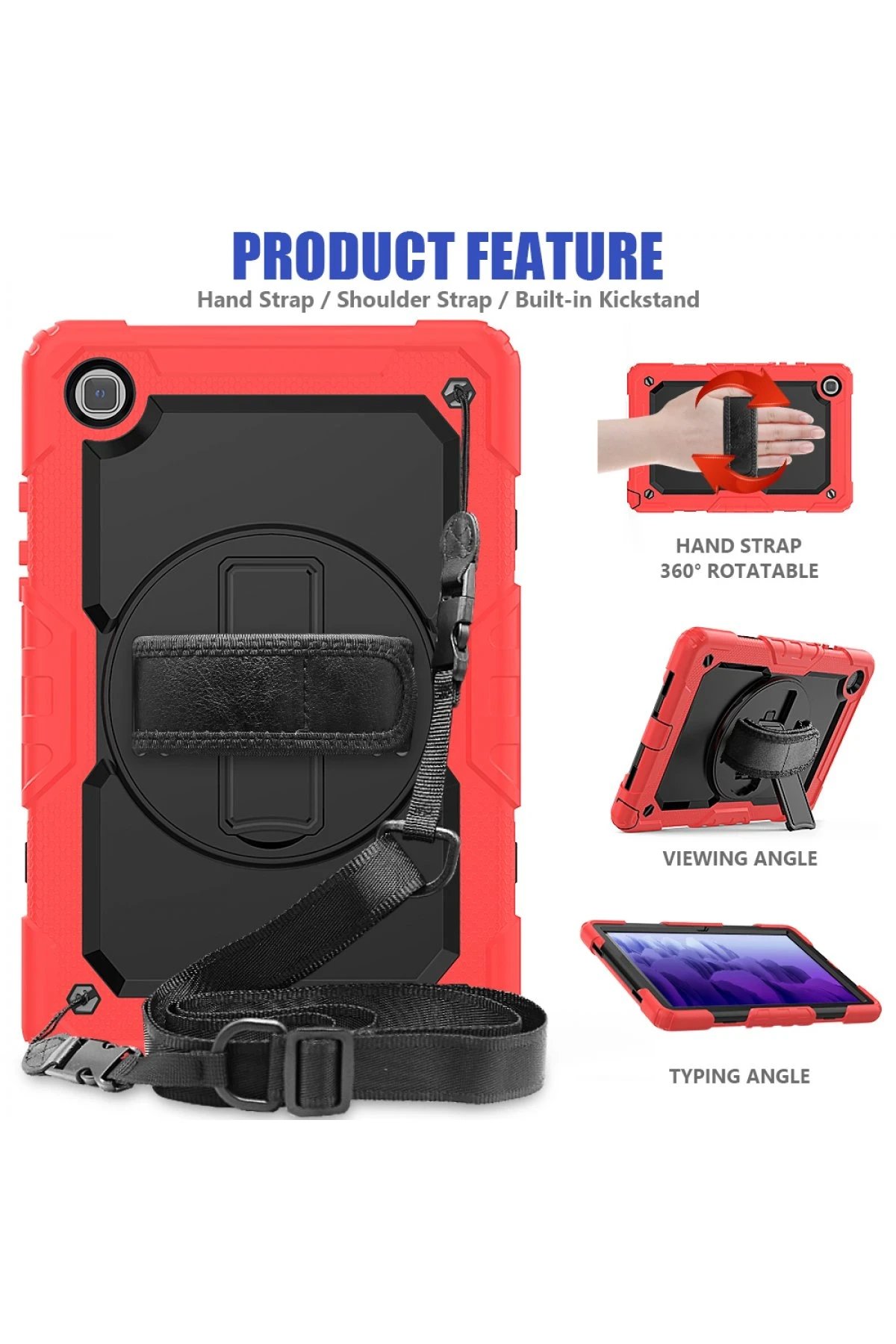 Samsung Galaxy Tab A7 10.4 Kılıf Pars Tablet Kapak - Kırmızı-(5796) - Görsel 3