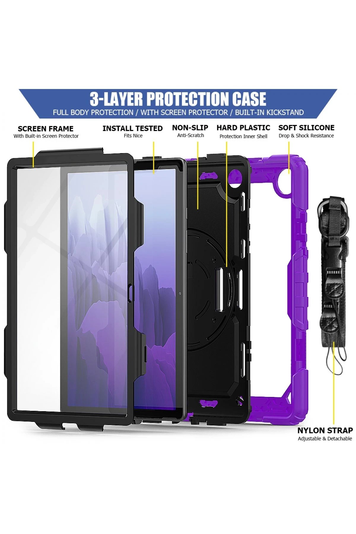 Samsung Galaxy Tab A7 10.4 Kılıf Pars Tablet Kapak - Mor-(5796) - Görsel 5