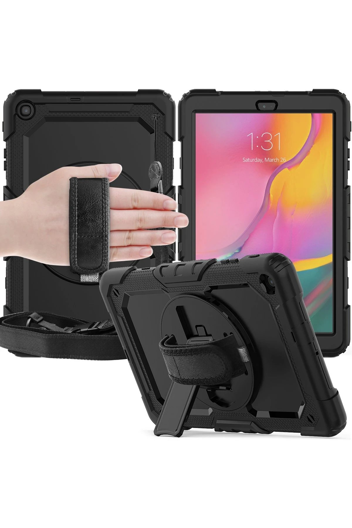 Samsung Galaxy T510 Tab A 10.1 Kılıf Pars Tablet Kapak - Siyah-(5796) - Görsel 4