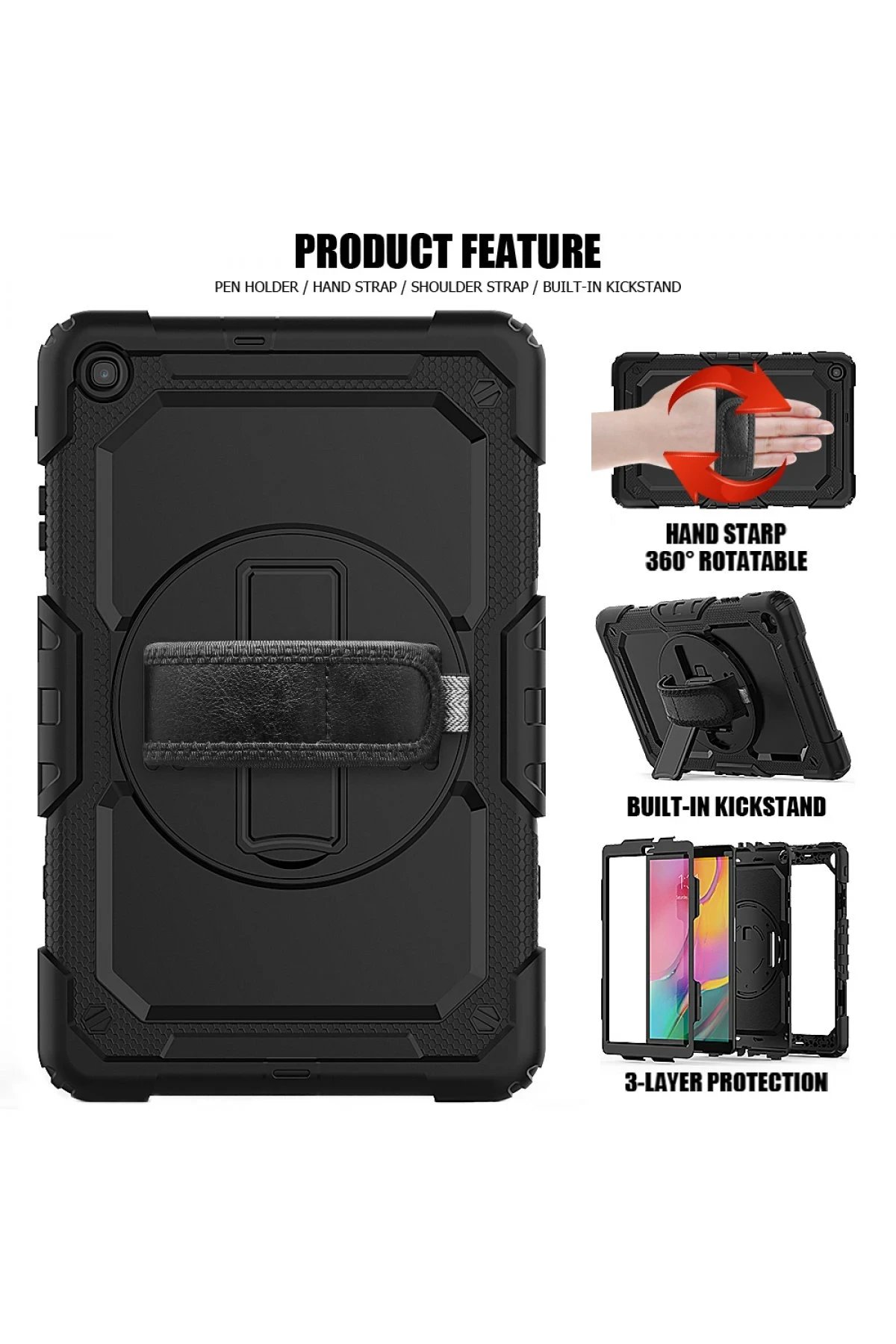 Samsung Galaxy T510 Tab A 10.1 Kılıf Pars Tablet Kapak - Siyah-(5796) - Görsel 5