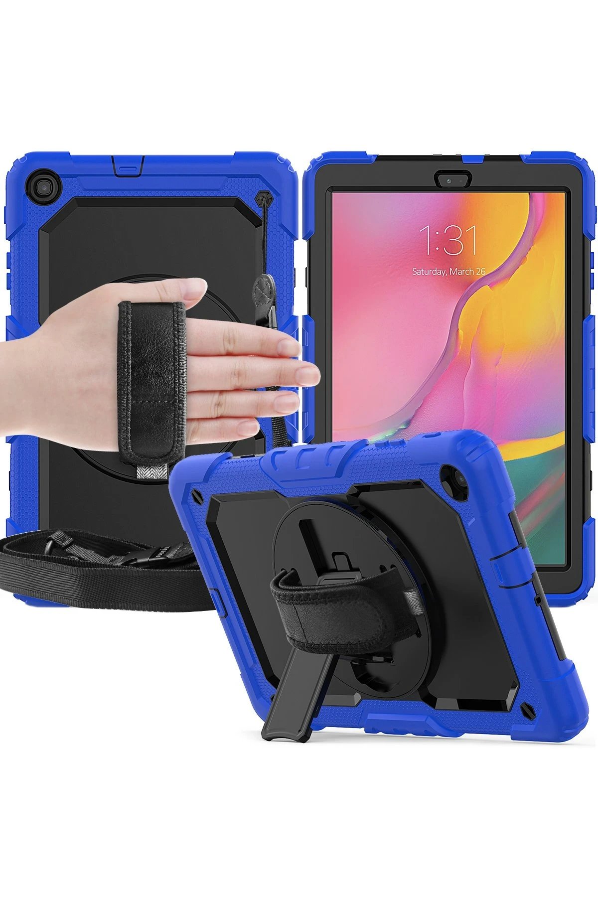 Samsung Galaxy T510 Tab A 10.1 Kılıf Pars Tablet Kapak - Mavi-(5796) - Görsel 4