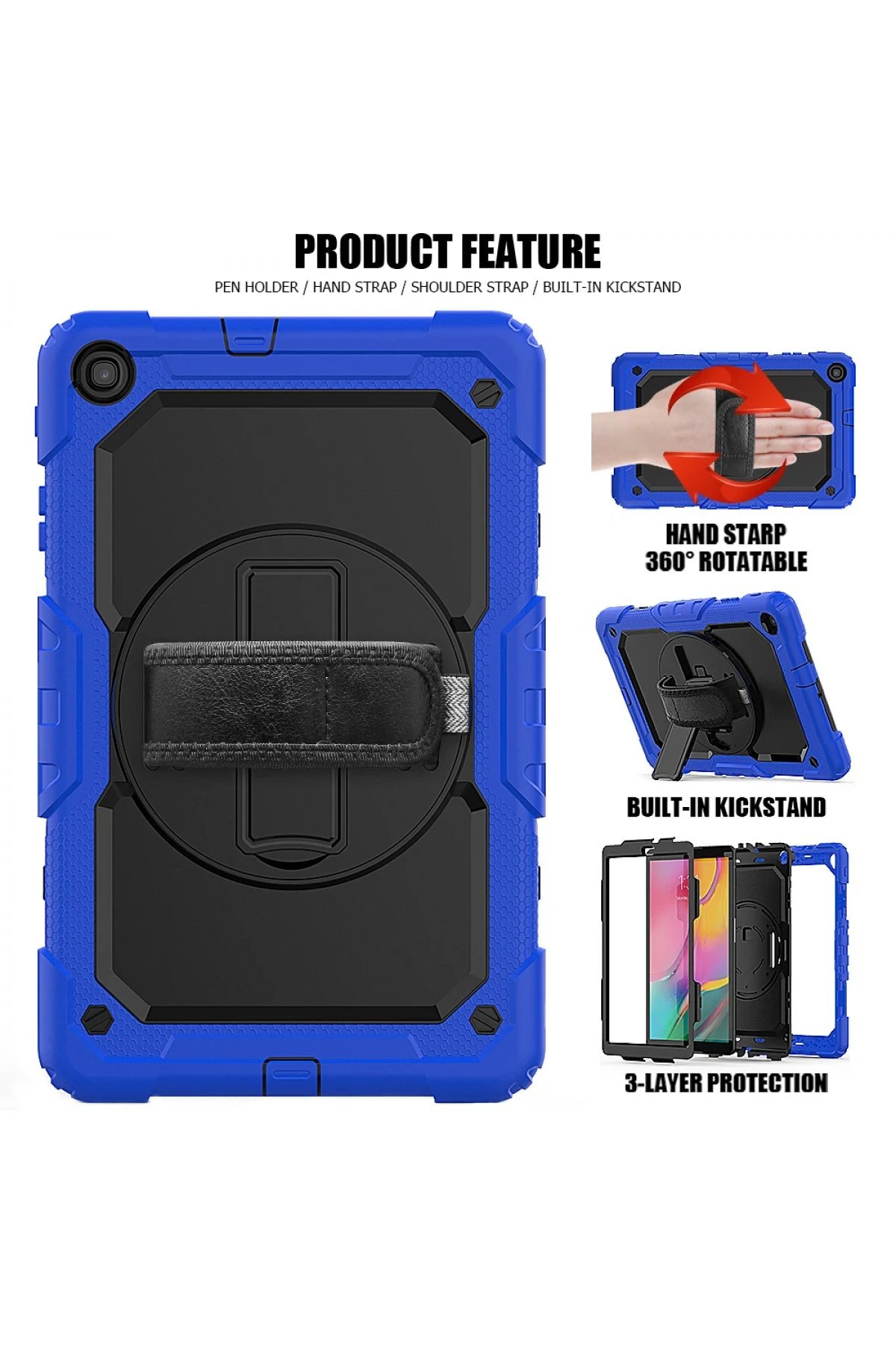 Samsung Galaxy T510 Tab A 10.1 Kılıf Pars Tablet Kapak - Mavi-(5796) - Görsel 5