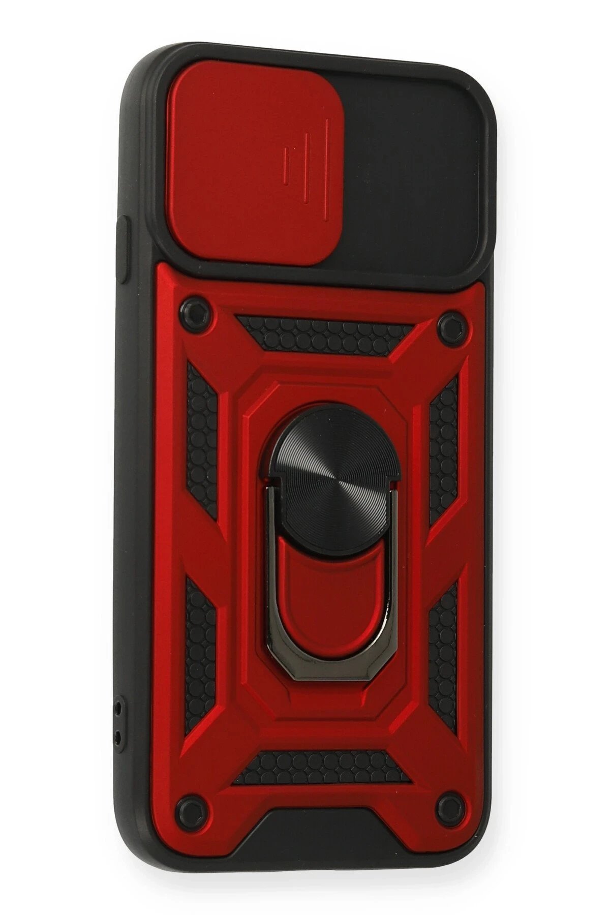 iPhone 6 Kılıf Pars Lens Yüzüklü Silikon - Kırmızı-(5796) - Görsel 2