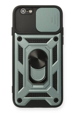 iPhone 6 Kılıf Pars Lens Yüzüklü Silikon - Yeşil-(5796)