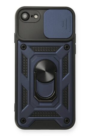 iPhone 7 Kılıf Pars Lens Yüzüklü Silikon - Lacivert-(5796)