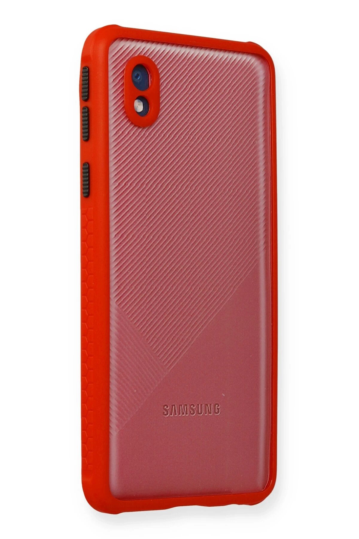 Samsung Galaxy A01 Core Kılıf Miami Şeffaf Silikon - Kırmızı-(5796)