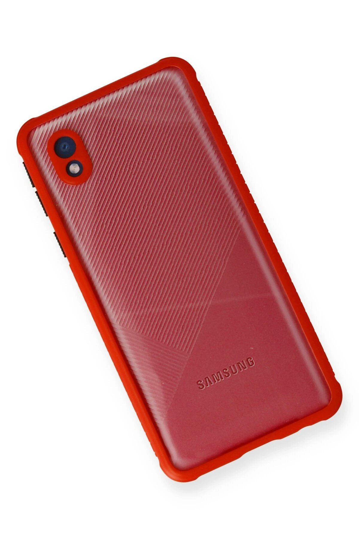 Samsung Galaxy A01 Core Kılıf Miami Şeffaf Silikon - Kırmızı-(5796) - Görsel 3