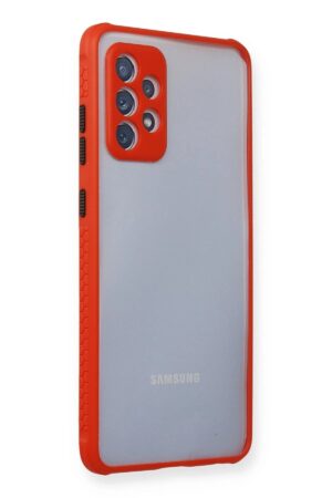 Samsung Galaxy A72 Kılıf Miami Şeffaf Silikon - Kırmızı-(5796)