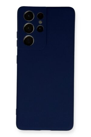 Samsung Galaxy S21 Ultra Kılıf Nano içi Kadife Silikon - Lacivert-(5796)